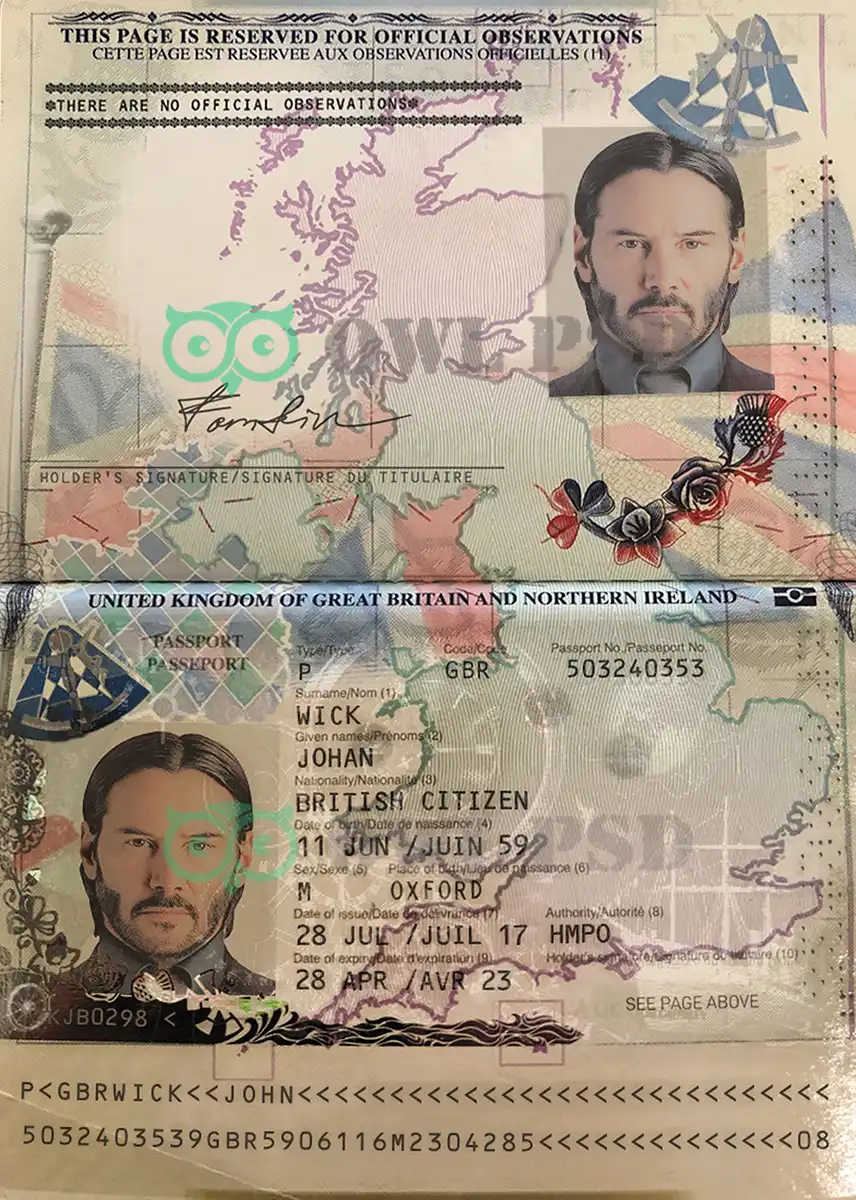 United Kingdom Passport Template 2019 Free preview image 1
