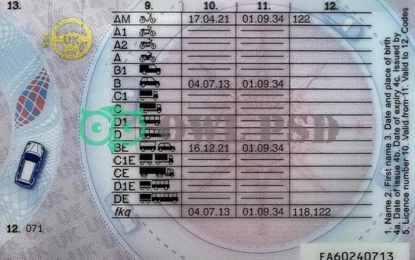 United Kingdom Driver License Template 2023 preview image 1