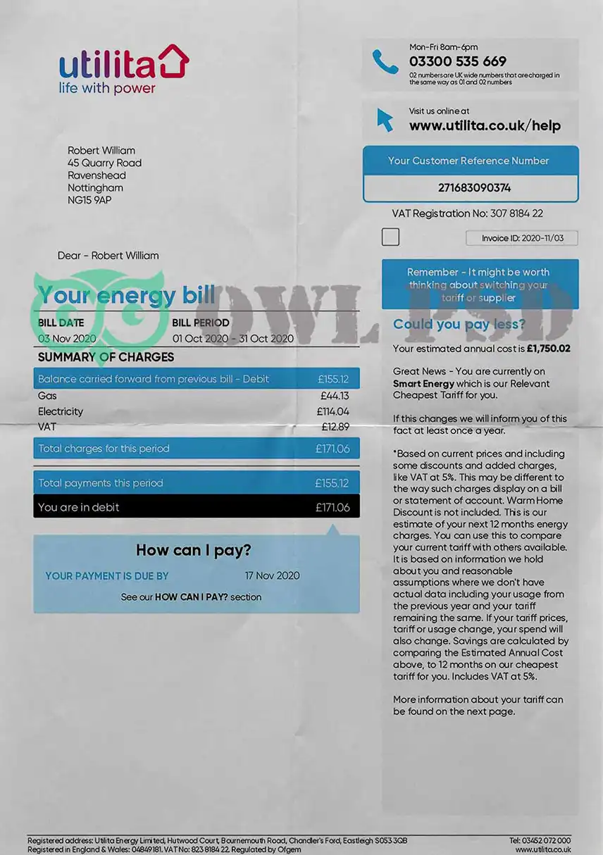 UK Utilita Energy Template preview image 1