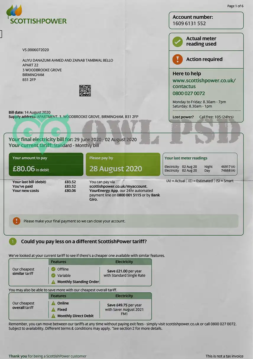 UK Scottish Power Template preview image 1