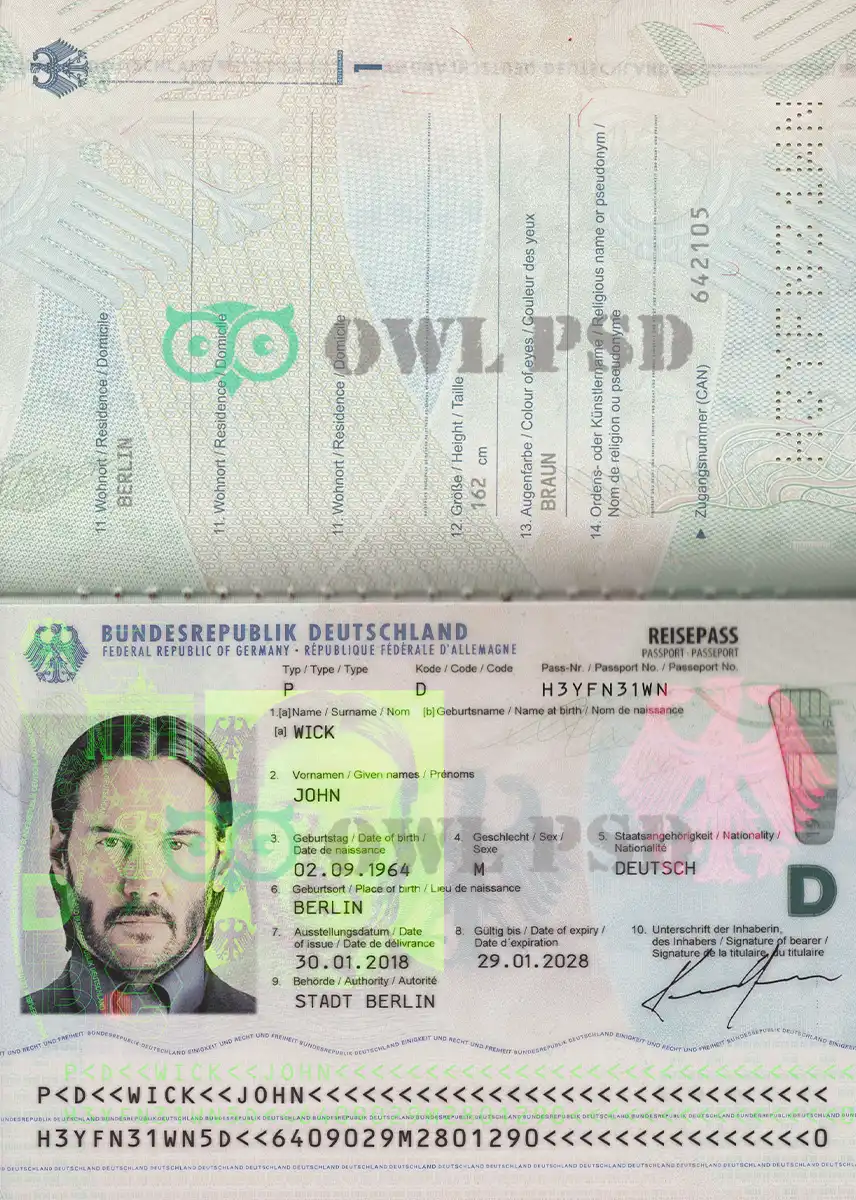 Germany Passport Template 2017 preview image 1