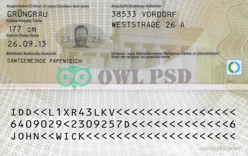Germany ID Card Template 2010 preview image 1