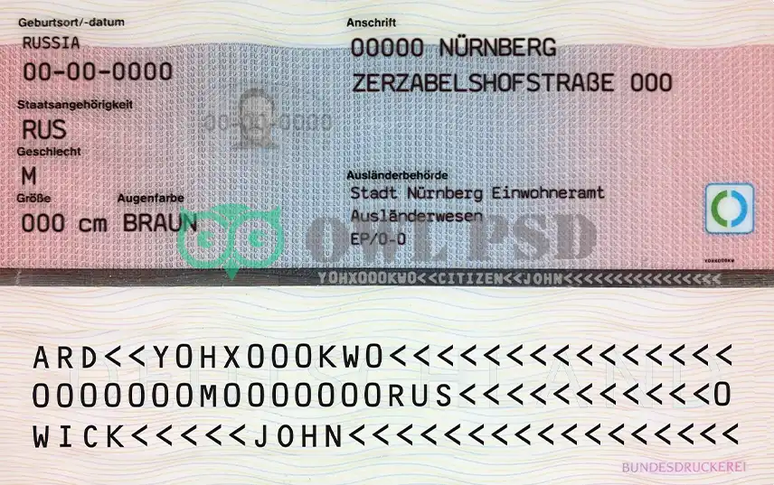Germany Resident Card Template preview image 1