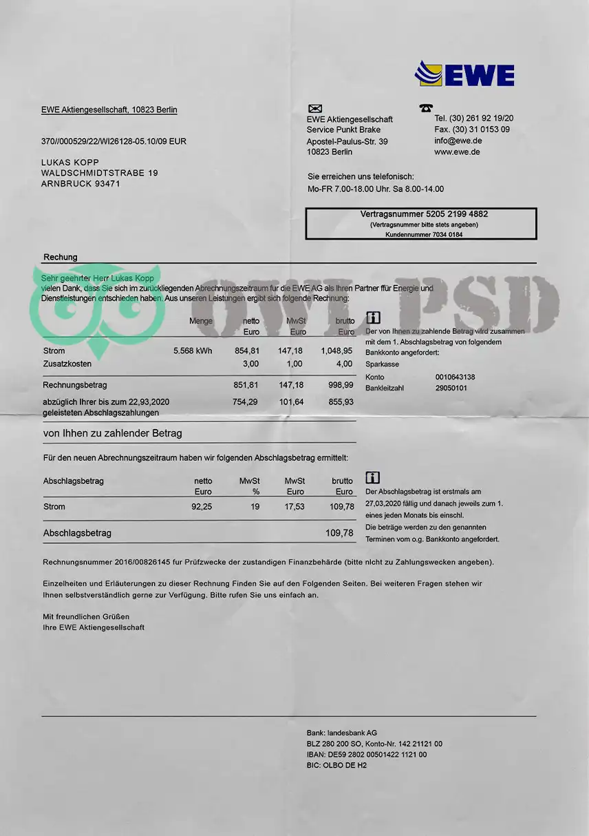 Germany EWE AG Template preview image 1