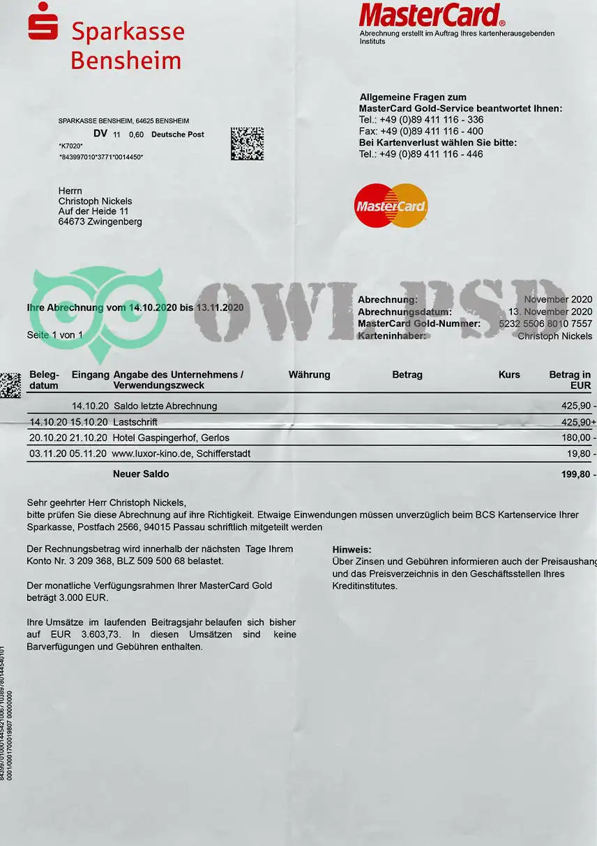 Germany Sparkasse Bensheim Statement Template preview image 1