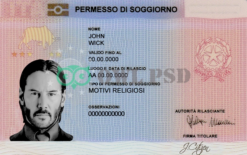 Italy Residence Permit Template preview image 1