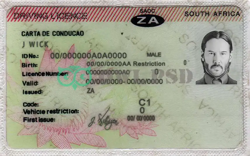 South Africa Driver License Template preview image 1