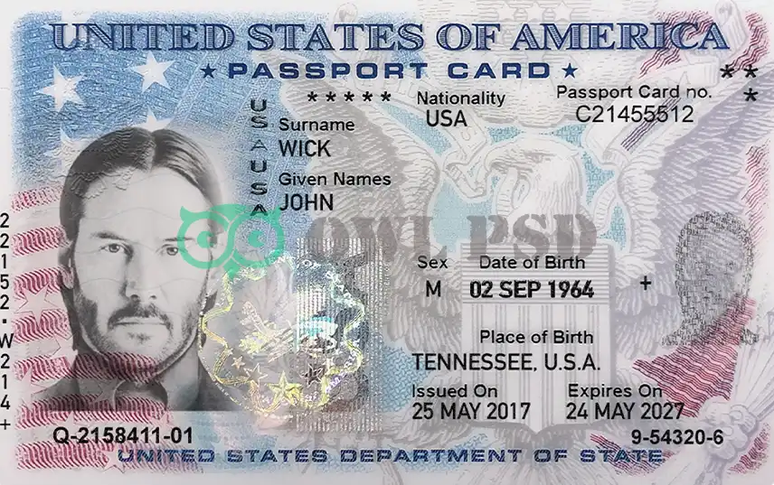United States ID Card Template 2008 preview image 1