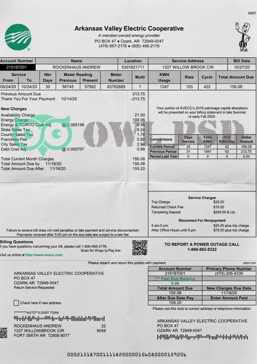United States AVECC Utility Bill Template preview image 1