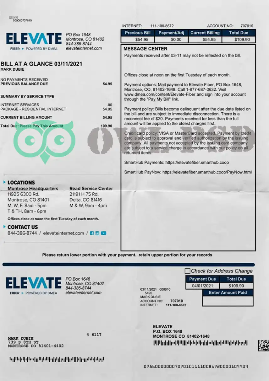 United States Elevate Utility Bill Template preview image 1