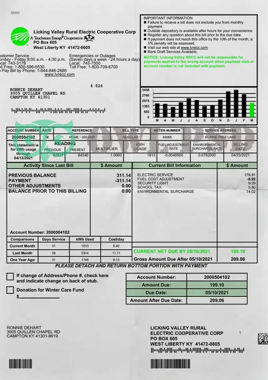 United States Lvrec Corp Utility Bill Template preview image 1