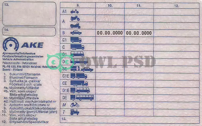 Finland Driver License Template preview image 2