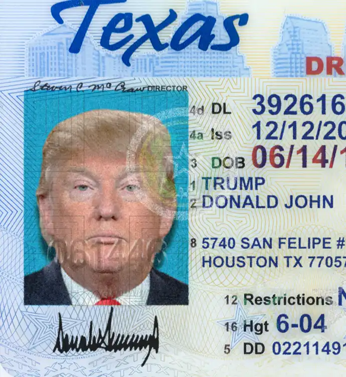 United States (Texas) Driver License Old Template preview image 1