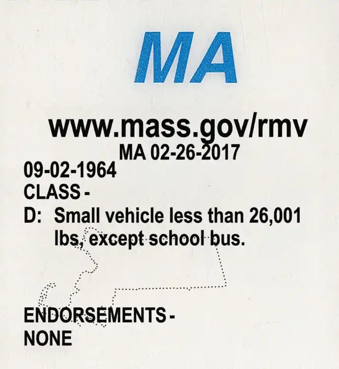 United States (Massachusetts) Driver License Old Template preview image 3
