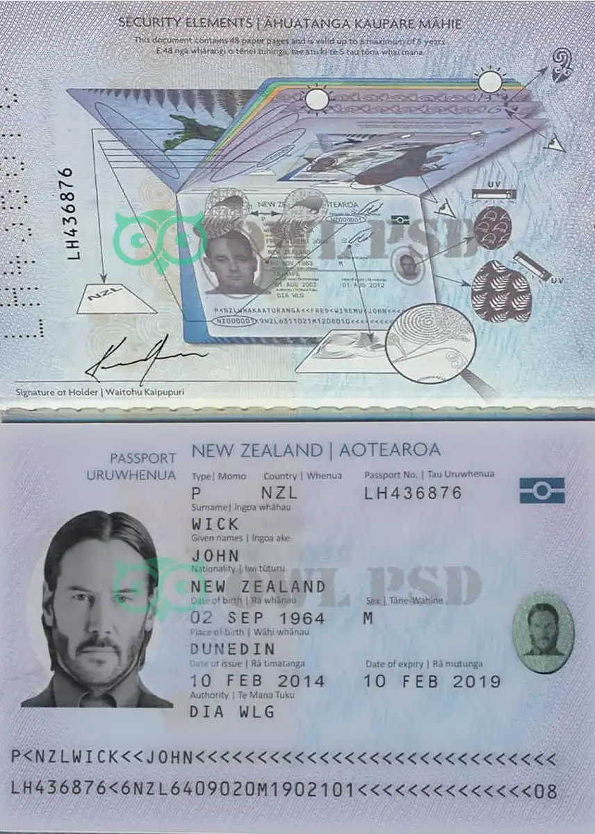 New Zealand Passport Template 2009 preview image 1