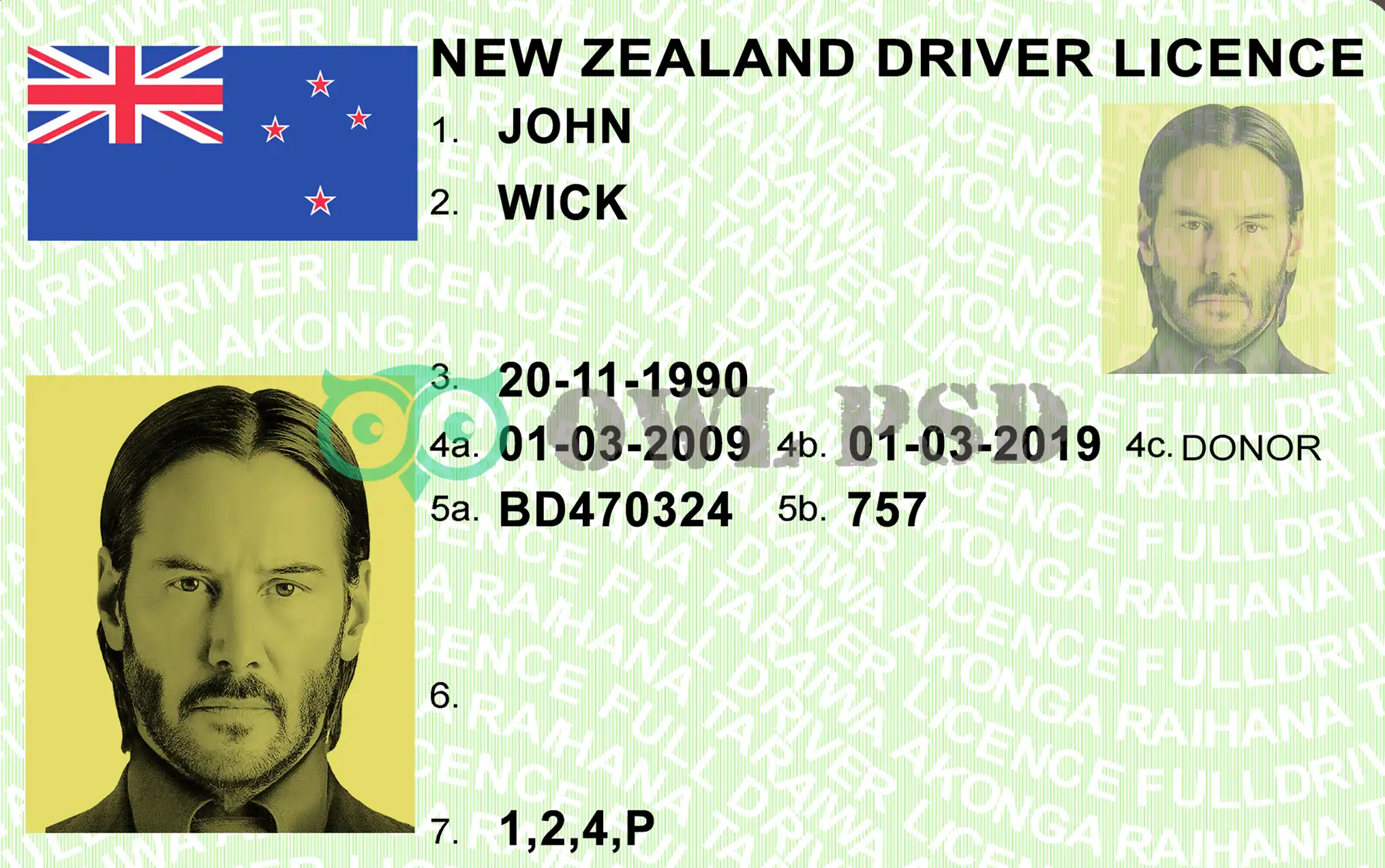 New Zealand Driver License Template preview image 1