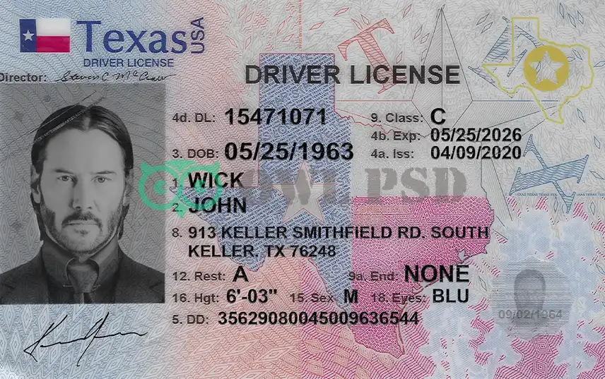 United States (Texas) Driver License New Template preview image 1