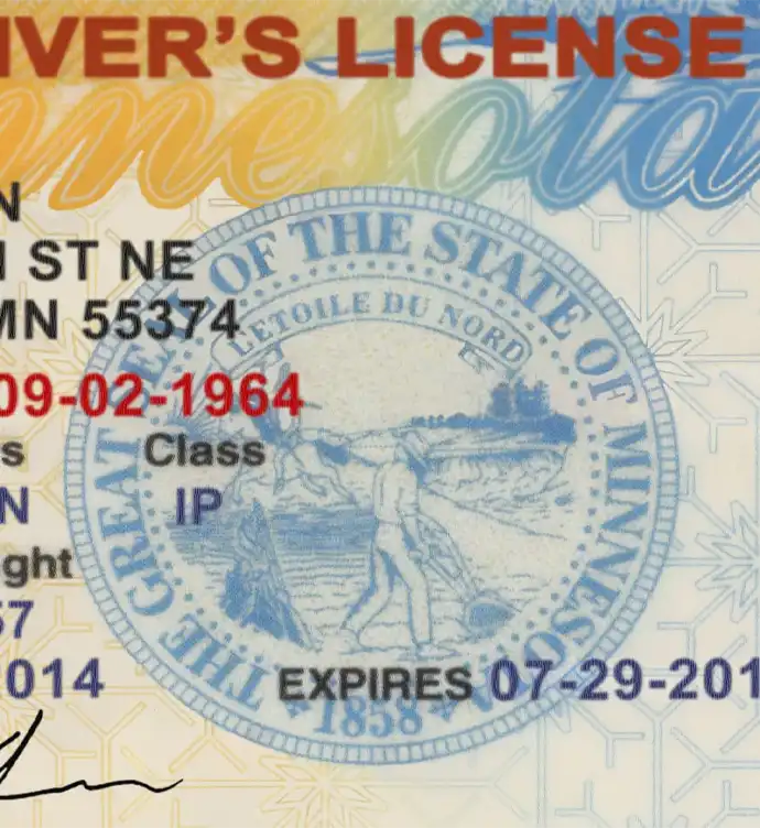 United States (Minnesota) Driver License Old Template preview image 2