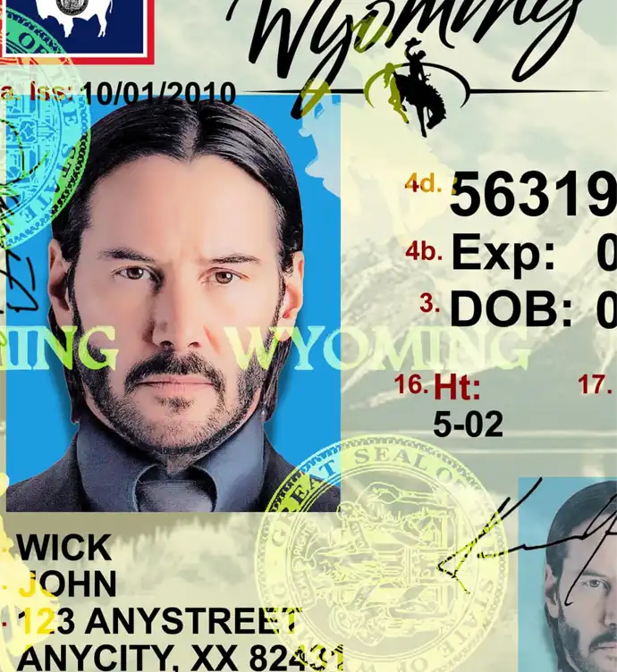 United States (Wyoming) Driver License Old Template preview image 1