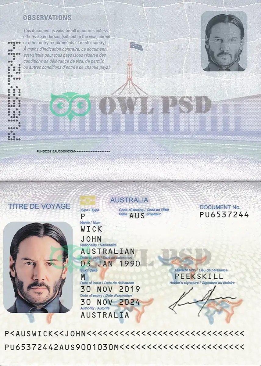 Australia Passport Template 2014 preview image 1
