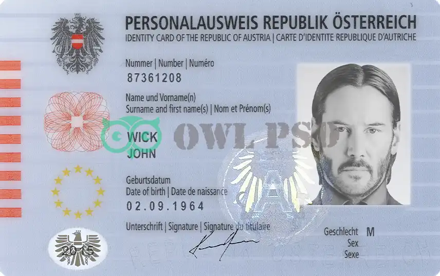 Austria ID Card Template 2010 preview image 1