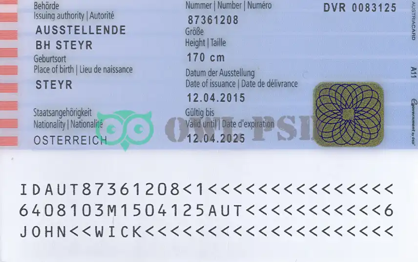 Austria ID Card Template 2010 preview image 2