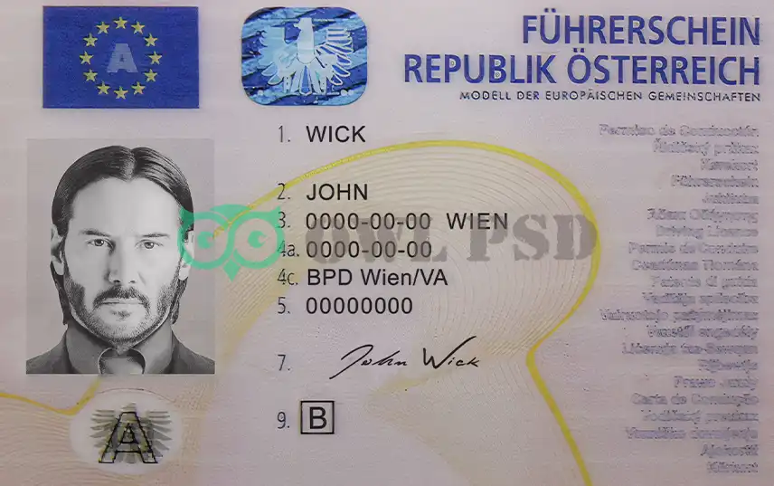 Austria Driver License Old Template preview image 1