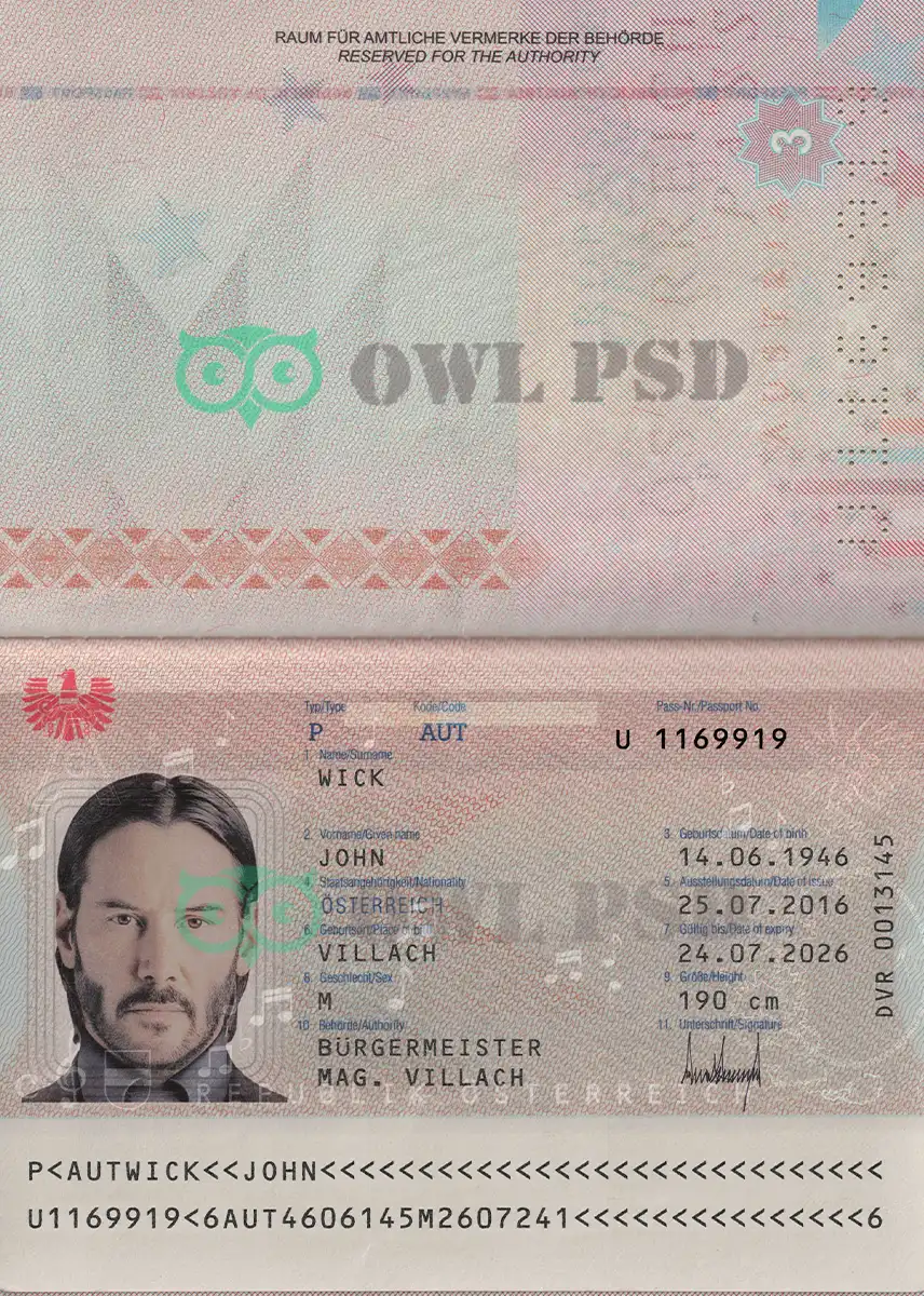 Austria Passport Template 2014 preview image 1