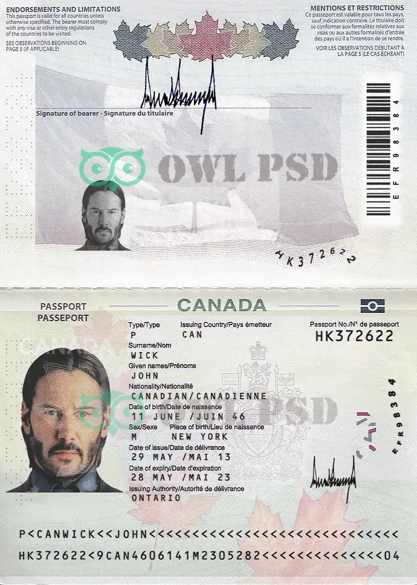 Canada Passport Template 2013 preview image 1