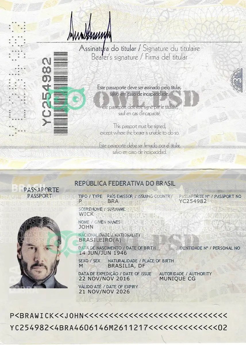 Brazil Passport Template 2016 preview image 1