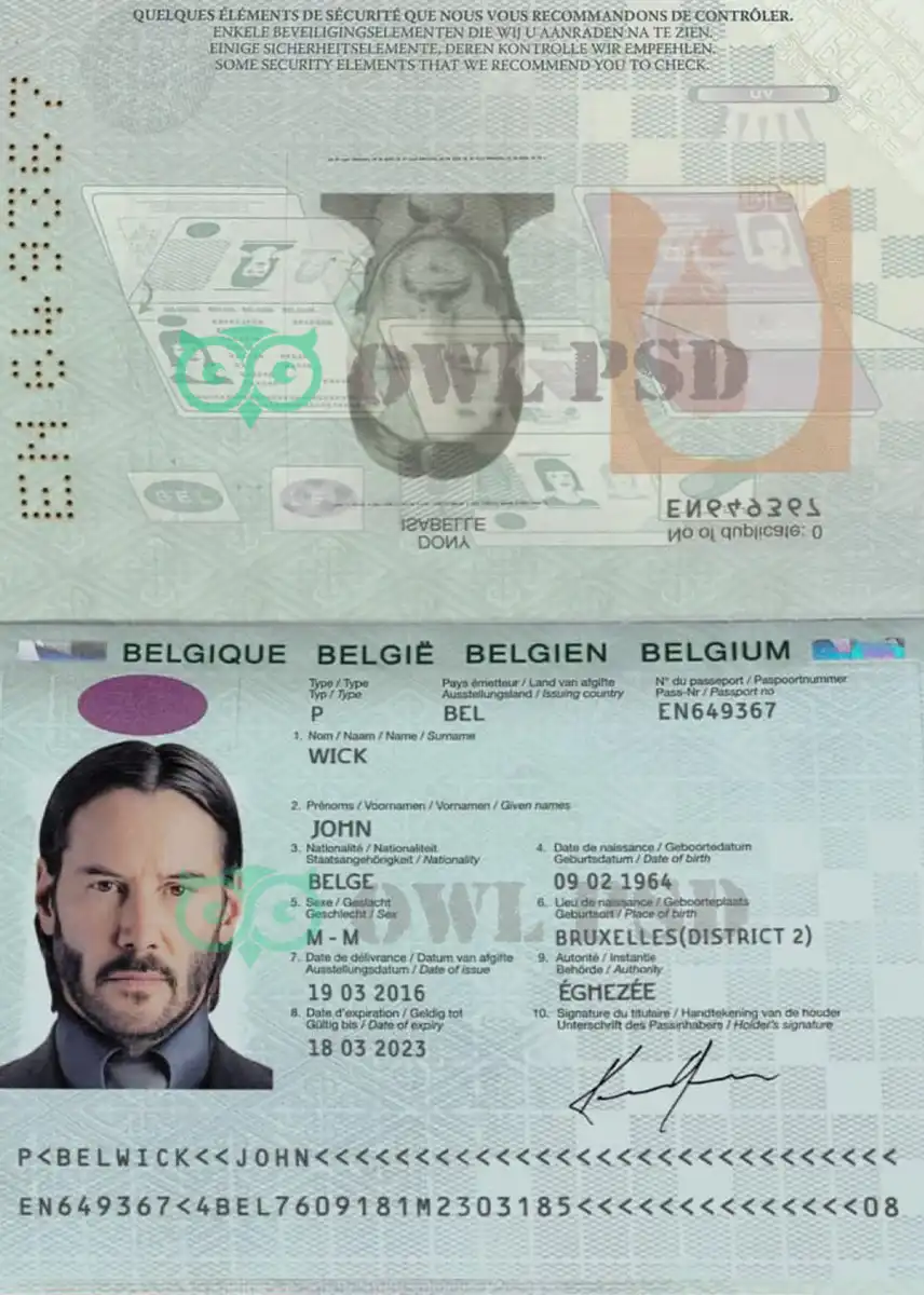 Belgium Passport Template 2014 preview image 1