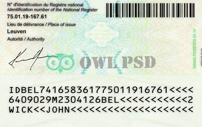 Belgium ID Card Template 2015 preview image 2
