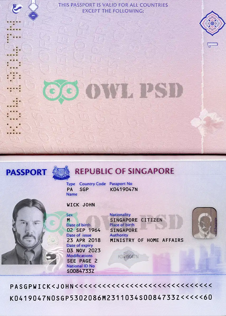 Singapore Passport Template 2017 preview image 1