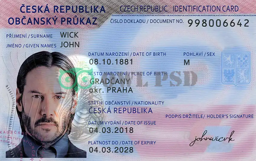 Czech Republic ID Card Template preview image 1