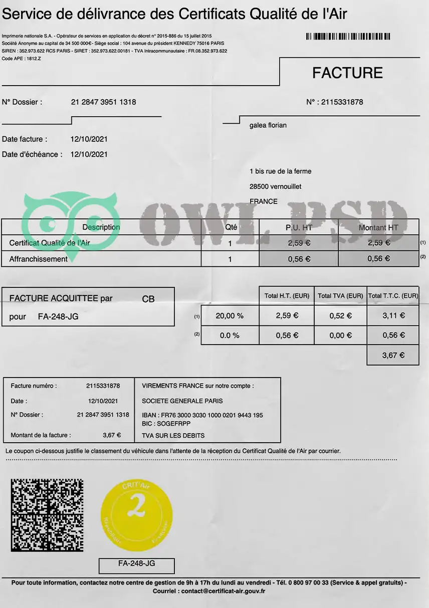 France Grenoble Utility Bill Template preview image 1