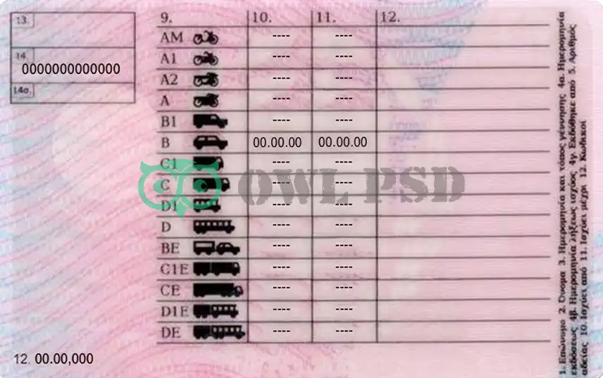 Greece Driver License Template preview image 2
