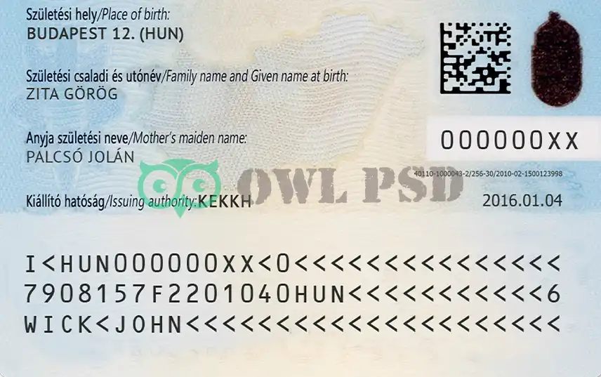 Hungary ID Card Template preview image 2