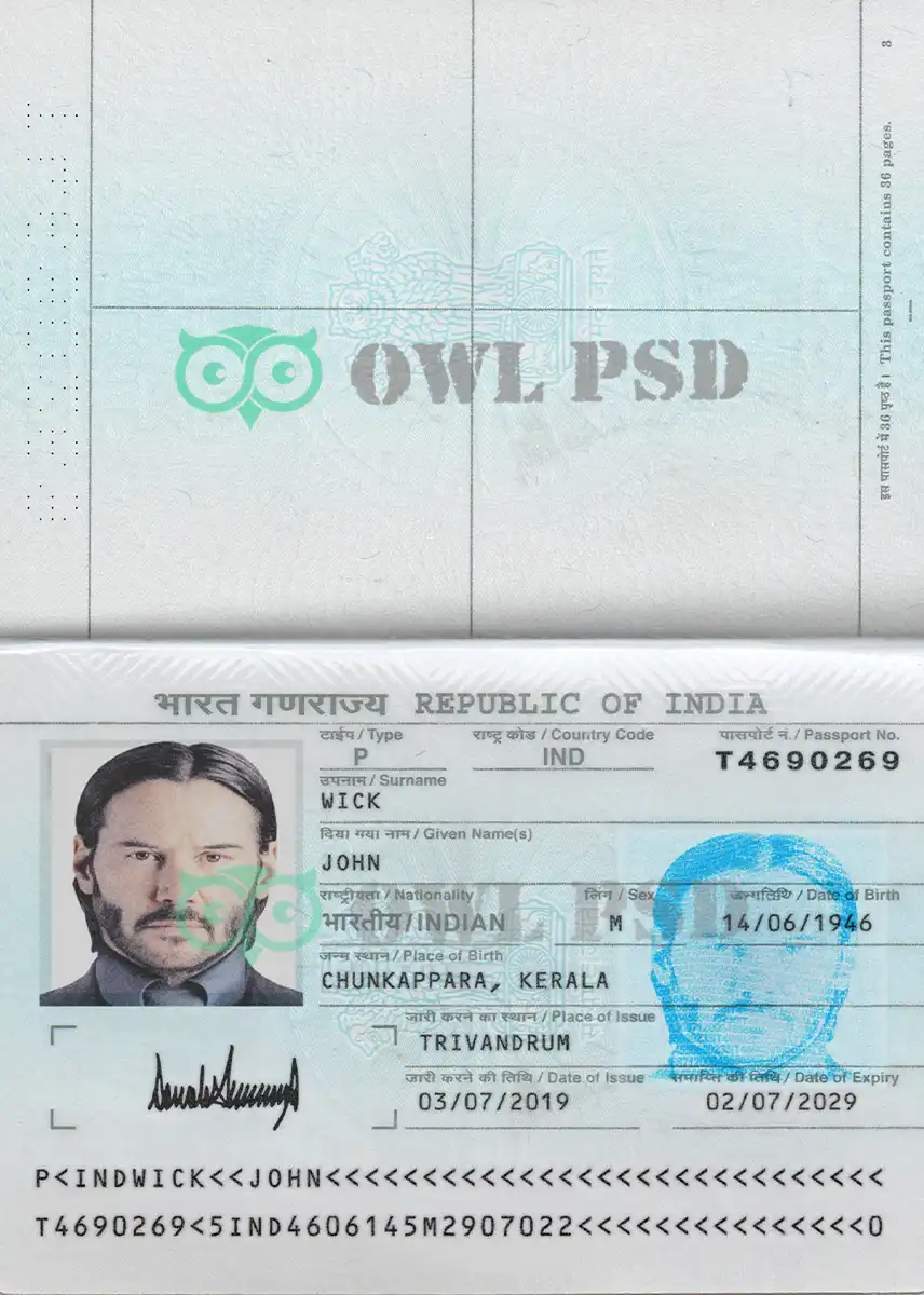 India Passport Template 2000 preview image 1