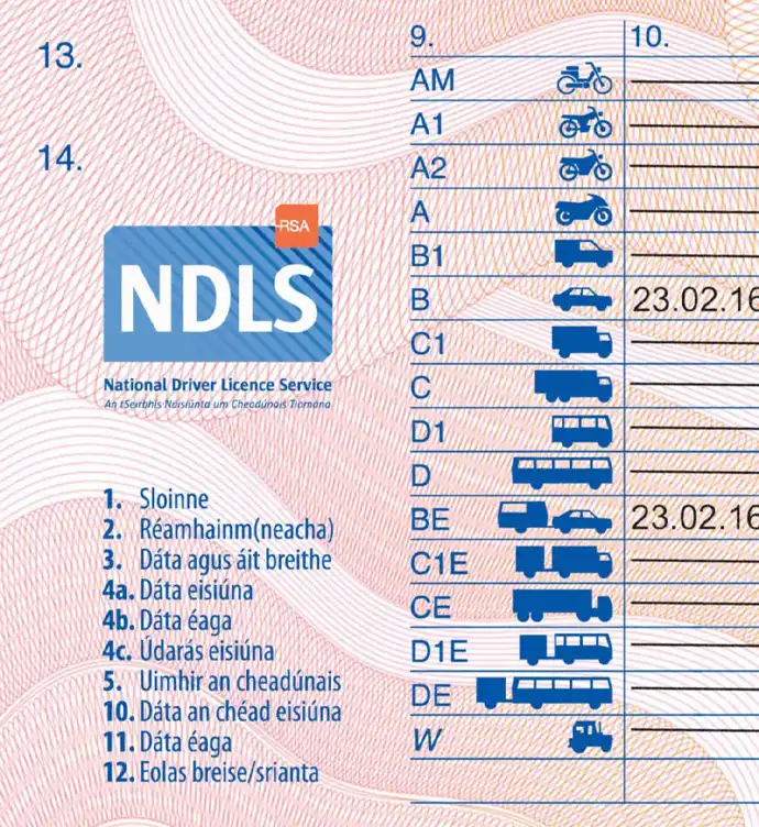 Ireland Driver License Template 2013 preview image 3
