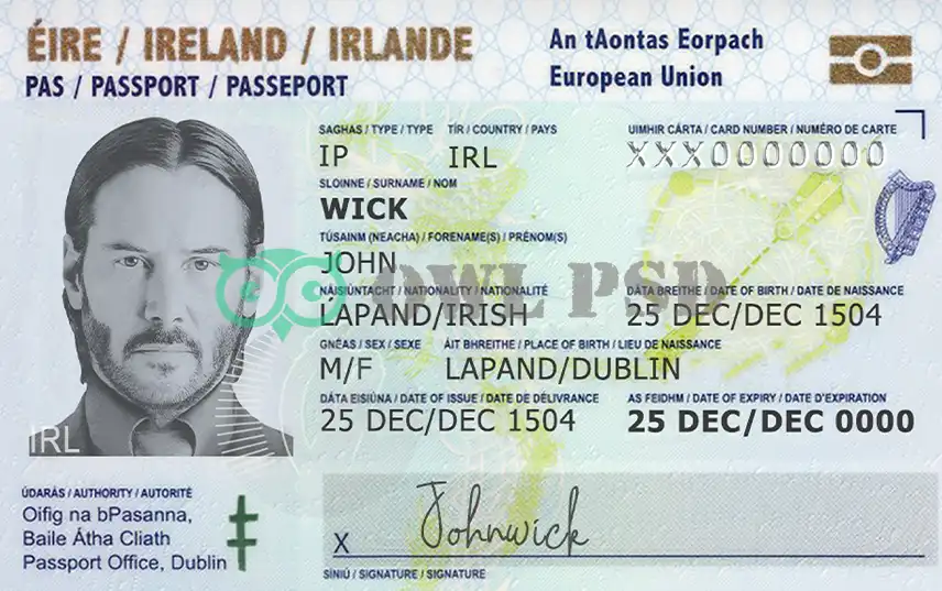Ireland ID Card Template preview image 1