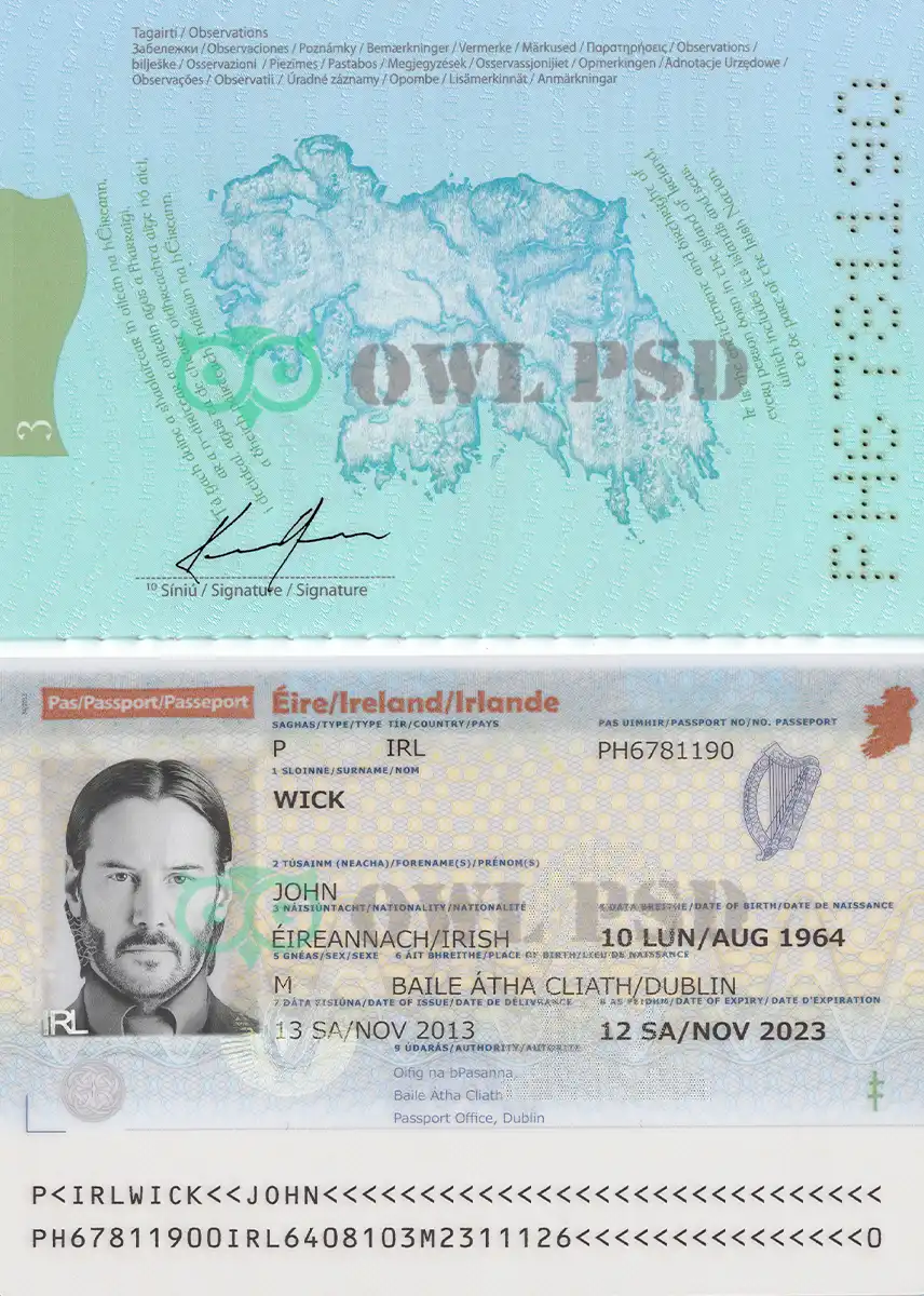 Ireland Passport Template 2013 preview image 1