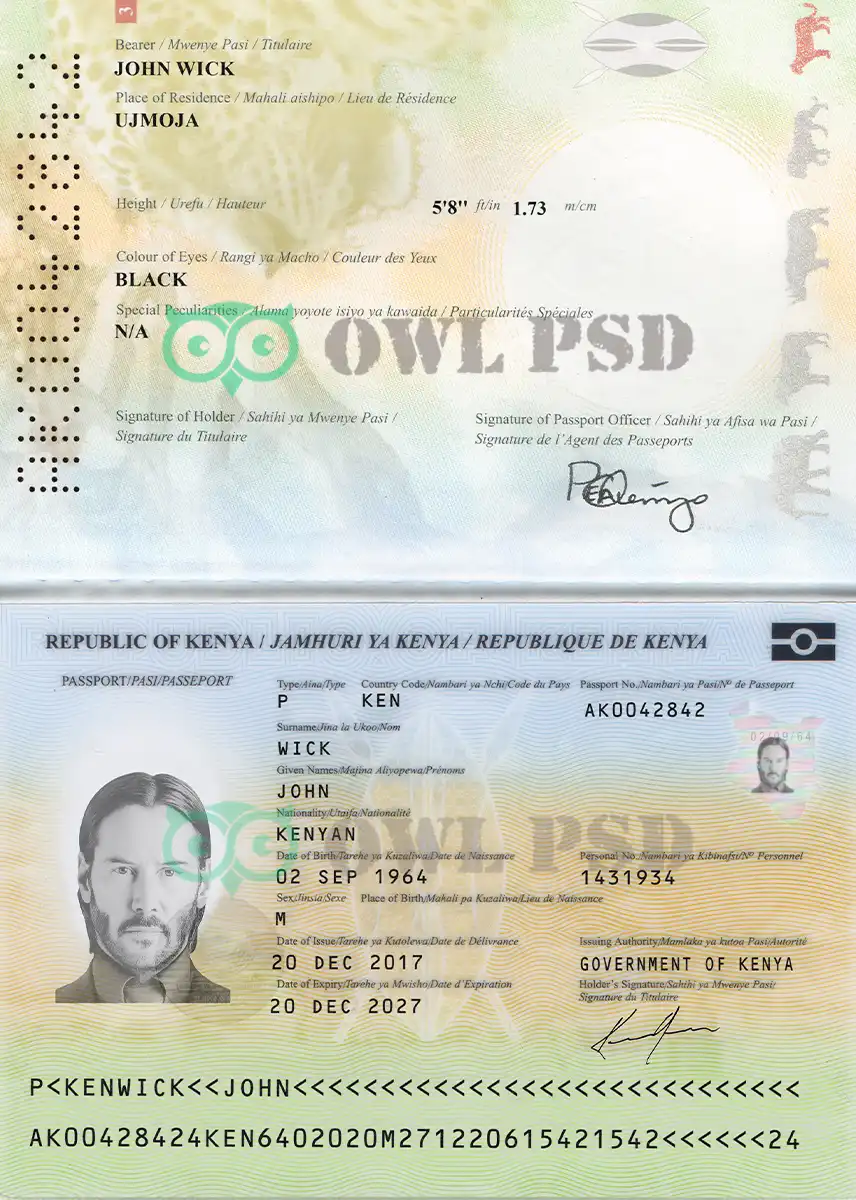 Kenya Passport Template 2015 preview image 1