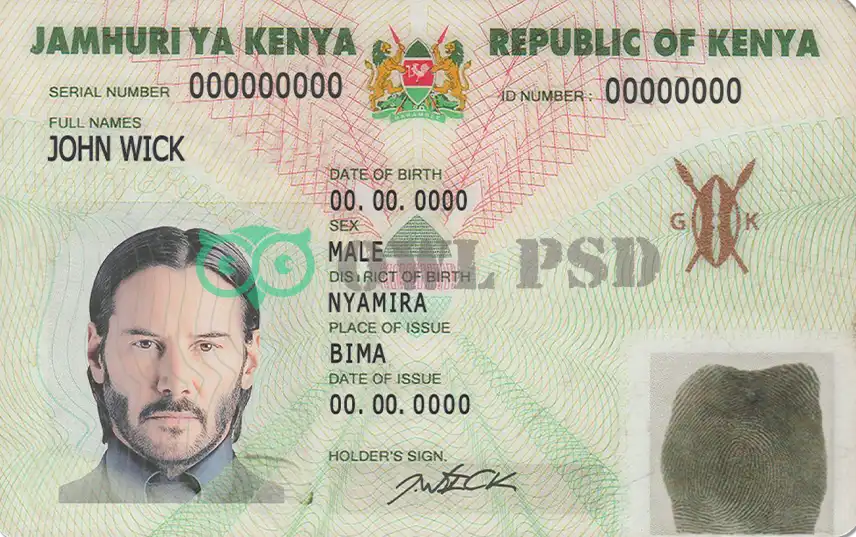 Kenya ID Card Template preview image 1
