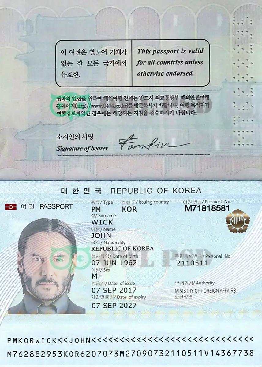 South Korea Passport Template preview image 1