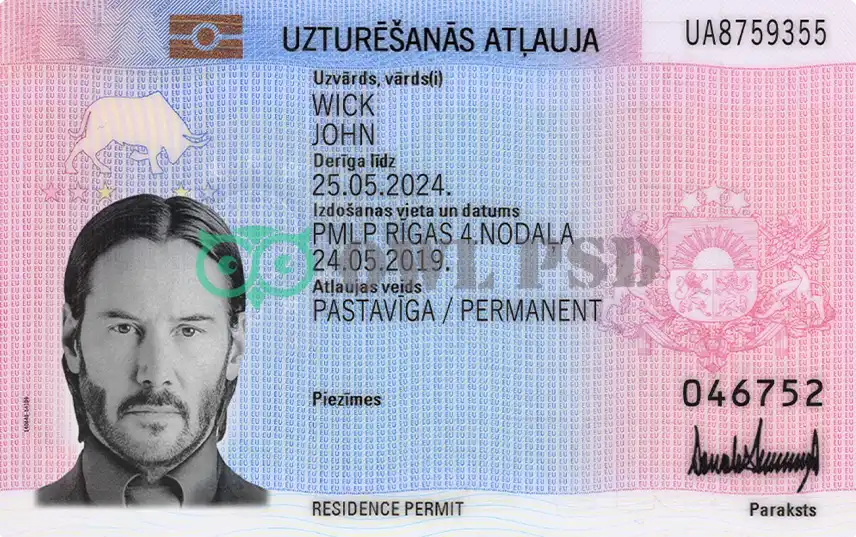 Latvia Residence Permit Template 2012 preview image 1