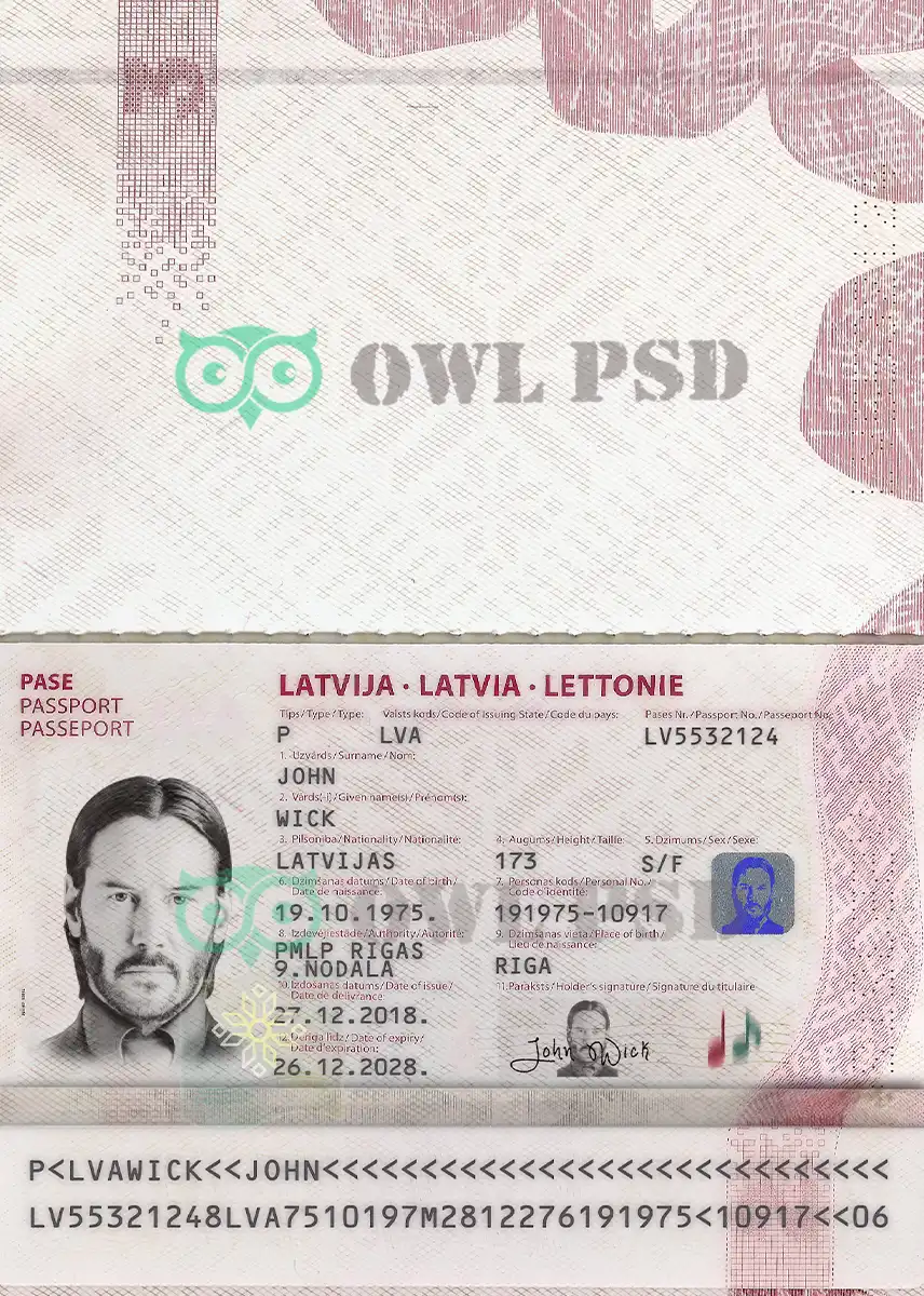 Latvia Passport Template 2015 preview image 1