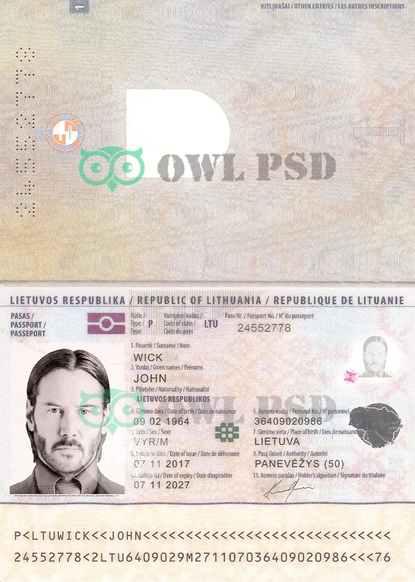 Lithuania Passport Template 2011 preview image 1