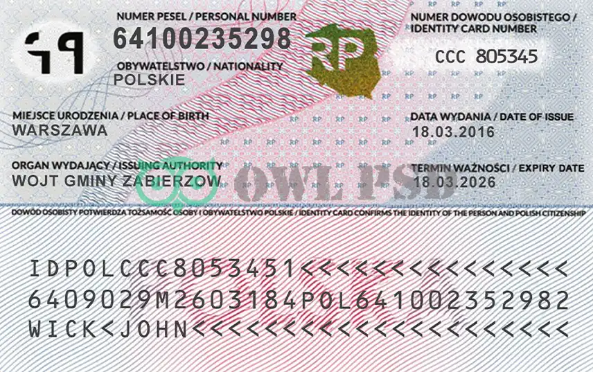 Poland ID Card Template 2015 preview image 2