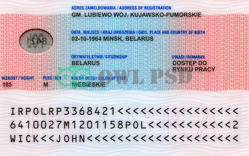 Poland Residence Permit Template 2011 preview image 2