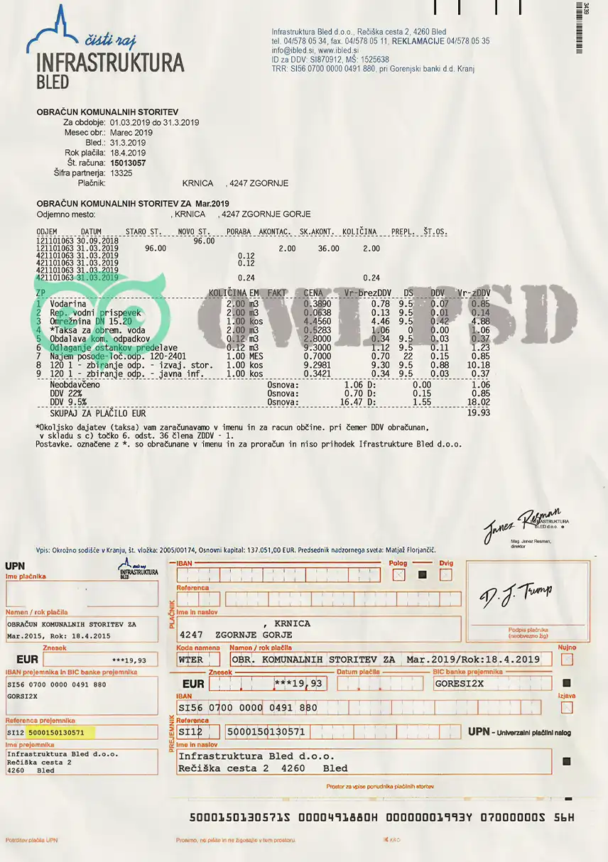 Slovenia Infrastruktura Utility Bill Template preview image 1